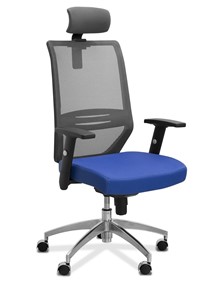 Офисное кресло Aero с подголовником, сетка/ткань TW / черная/ синяя в Белгороде