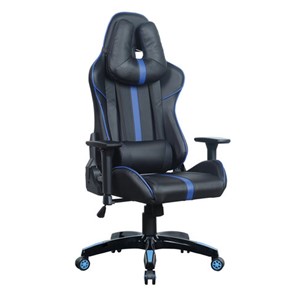 Компьютерное кресло BRABIX "GT Carbon GM-120", две подушки, экокожа, черное/синее, 531930 в Старом Осколе