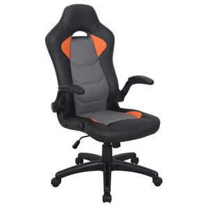 Кресло офисное BRABIX "Skill GM-005", откидные подлокотники, экокожа, черное/оранжевое, 532495 в Старом Осколе