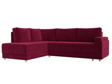 Угловой раскладной диван Лига-024, Бордовый (Микровельвет) в Старом Осколе