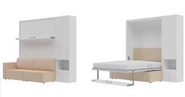 Кровать-шкаф Кровать-трансформер Smart (КД 1400+ШП), шкаф правый, левый подлокотник в Старом Осколе