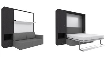 Кровать подъемная Кровать-трансформер Smart (ШЛ+КД 1400), шкаф левый, правый подлокотник в Старом Осколе