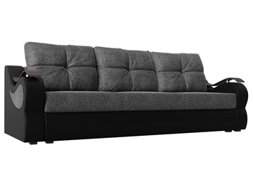 Прямой диван Меркурий еврокнижка, Серый/черный (рогожка/экокожа) в Белгороде