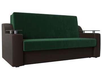 Прямой диван Сенатор Аккордеон 160, Зеленый\Коричневый (Велюр\Экокожа) в Старом Осколе