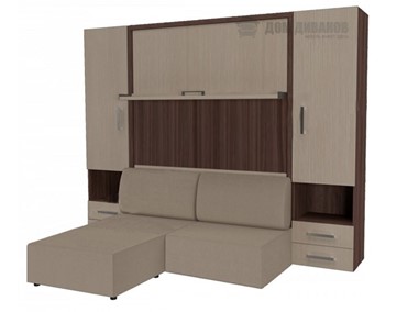 Подъемная кровать Кровать-трансформер Smart (ШЛ+КД 1400+ШП+Пуф), 2 шкафа, без подлокотников в Старом Осколе