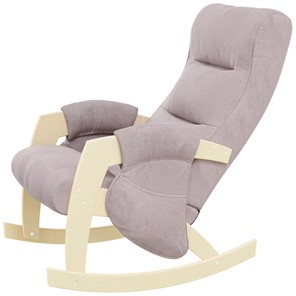 Кресло-качалка ЭЛИТ с карманами Джанни (каркас дуб, сиденье серо-розовое) в Старом Осколе