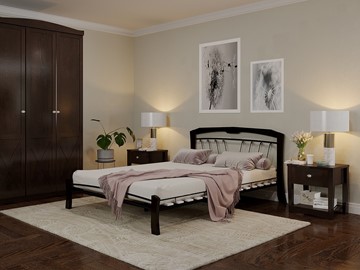 Двуспальная кровать Муза 4 Лайт, 1600, черный/шоколад в Белгороде