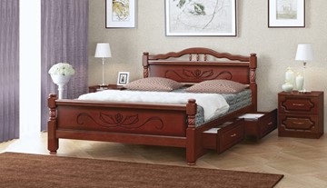 Кровать с выкатными ящиками Карина-5 (Орех) 140х200 в Старом Осколе
