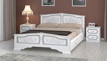 Кровать с выкатными ящиками Елена (Белый Жемчуг) 160х200 в Старом Осколе