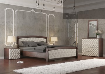 Спальная кровать СВ-Стиль Магнат 140*195 с основанием, мягкие спинки в Старом Осколе