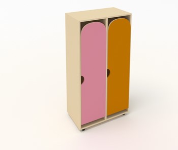 Распашной детский шкаф ШГ2 Беж+Оранжевый+Розовый в Старом Осколе