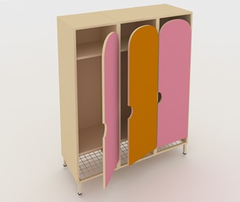 Детский шкаф распашной ШГС3 Беж + Розовый + Оранжевый в Старом Осколе