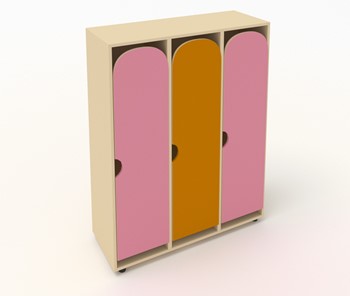 Детский распашной шкаф ШГ3 Беж+Розовый+Оранжевый в Старом Осколе