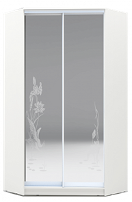 Угловой шкаф 2300х1103, ХИТ У-23-4-66-01, цапля, 2 зеркала, белая шагрень в Белгороде