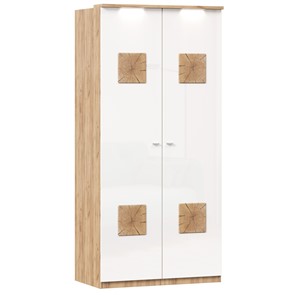 Шкаф двухстворчатый Фиджи с декоративными накладками 659.237, цвет белый в Белгороде