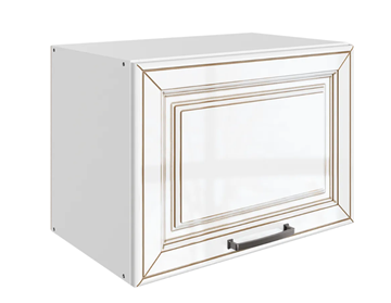 Навесной кухонный шкаф Атланта L500 Н360 (1 дв. гл.) эмаль (белый/белый глянец патина золото) в Старом Осколе