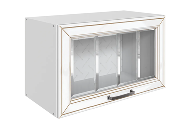 Шкаф на кухню Атланта L600 Н360 (1 дв. рам.) эмаль (белый/белый глянец патина золото) в Белгороде