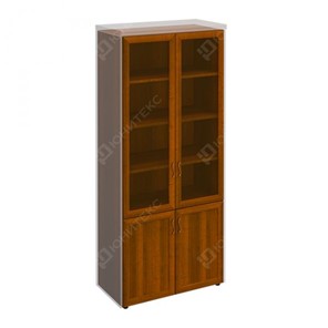Шкаф для документов со стеклянными дверьми в рамке Мастер, темный орех (90х45х208) МТ 379 в Старом Осколе