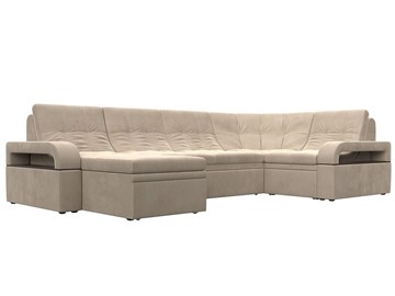 П-образный диван Лига-035, Бежевый (велюр) в Старом Осколе