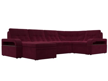 П-образный диван Лига-035, Бордовый (Микровельвет) в Старом Осколе
