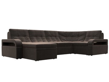П-образный диван Лига-035, Коричневый (велюр) в Старом Осколе