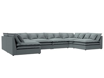 Большой П-образный диван Лига-040, Амур серый (рогожка) в Старом Осколе