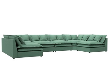 Большой П-образный диван Лига-040, Амур зеленый (рогожка) в Старом Осколе