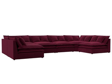 П-образный диван Лига-040, Бордовый (микровельвет) в Старом Осколе