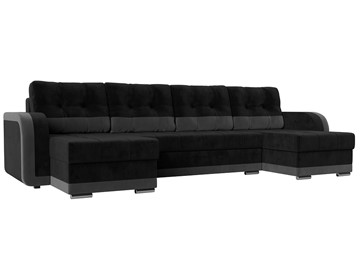 П-образный диван Марсель, Черный\Серый (велюр) в Старом Осколе