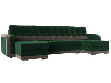 П-образный диван Марсель, Зеленый\Коричневый (велюр) в Старом Осколе