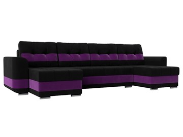 П-образный диван Честер, Черный/фиолетовый (вельвет) в Белгороде