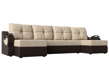 П-образный диван Меркурий П, Бежевый/коричневый (экокожа) в Белгороде