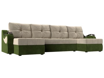 П-образный диван Меркурий П, Бежевый/зеленый (вельвет) в Белгороде