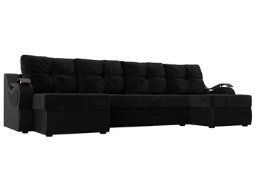 П-образный диван Меркурий П, Черный\Черный (Велюр\Экокожа) в Старом Осколе