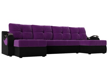 П-образный диван Меркурий П, Фиолетовый/черный (вельвет) в Белгороде
