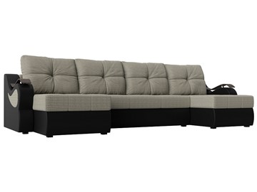П-образный диван Меркурий П, Корфу 02 (рогожка)/черный (экокожа) в Белгороде