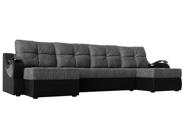 П-образный диван Меркурий П, Серый/черный (рогожка/экокожа) в Старом Осколе