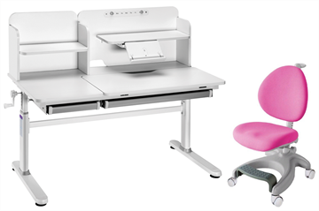 Комплект парта + кресло Iris II Grey + Cielo Pink + чехол для кресла в подарок в Старом Осколе