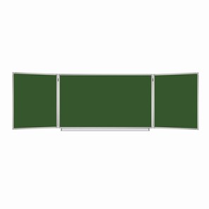 Доска  для мела 3-х элементная 100х150/300 см, 5 рабочих поверхностей, зеленая, BRAUBERG, 231707 в Старом Осколе
