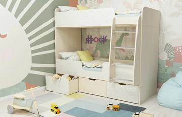 Двухъярусная детская кровать Малыш двойняшка 70х160, корпус Дуб молочный, фасад Фейритейл в Старом Осколе