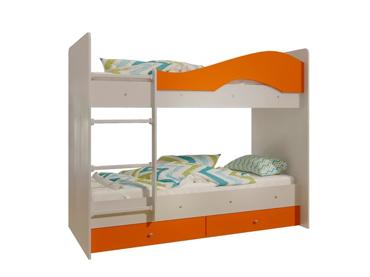 Кровать 2-ярусная Мая с 2 ящиками на щитах, корпус Млечный дуб, фасад Оранжевый в Белгороде - изображение 4
