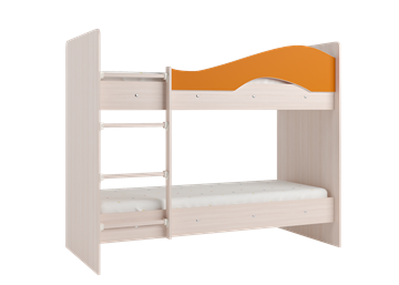 Кровать 2-ярусная Мая с 2 ящиками на щитах, корпус Млечный дуб, фасад Оранжевый в Старом Осколе - предосмотр 2