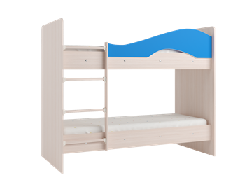 Двухэтажная детская кровать Мая с 2 ящиками на щитах, корпус Млечный дуб, фасад Синий в Старом Осколе - предосмотр 2