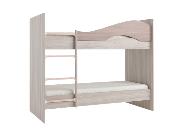 Двухъярусная детская кровать Мая с 2 ящиками на щитах, корпус Шимо светлый, фасад Шимо темный в Старом Осколе - изображение 2