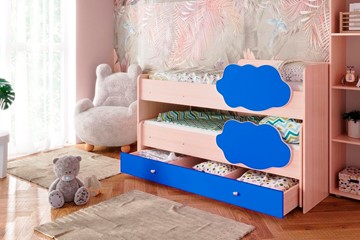 Детская двухъярусная кровать Соник 1.6 с ящиком, Синий в Старом Осколе