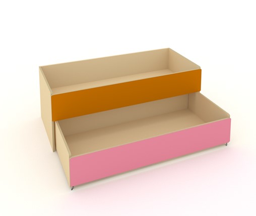 Кровать для детей 2-х уровневая КД-2, Беж + Оранжевый + Розовый в Старом Осколе - изображение