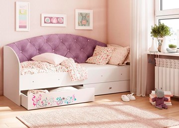 Кровать с ящиками Эльза без бортика, Фиолетовый (латы) в Белгороде