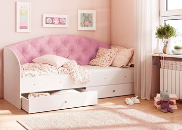 Кровать детская односпальная Эльза без бортика, Розовый (латы) в Старом Осколе