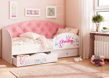 Кровать детская Эльза с бортиком, Розовый (латы) в Белгороде