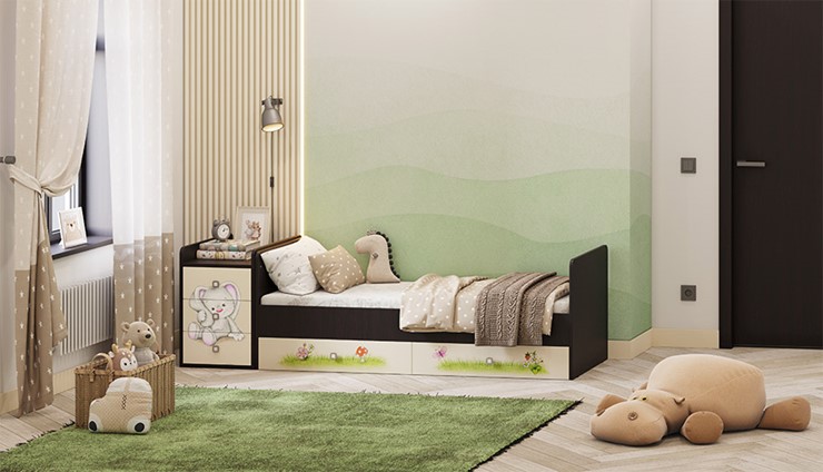 Детская кровать Фея 1100 Зайчонок Венге-бежевый в Белгороде - изображение 5